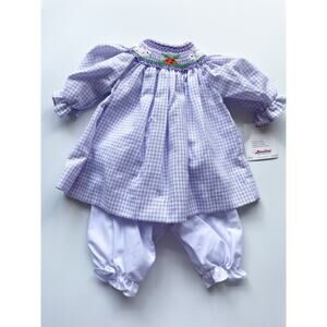 NWT Rosalina Baby Collections Purple Gingham Smocked Baby Doll Easter Dress